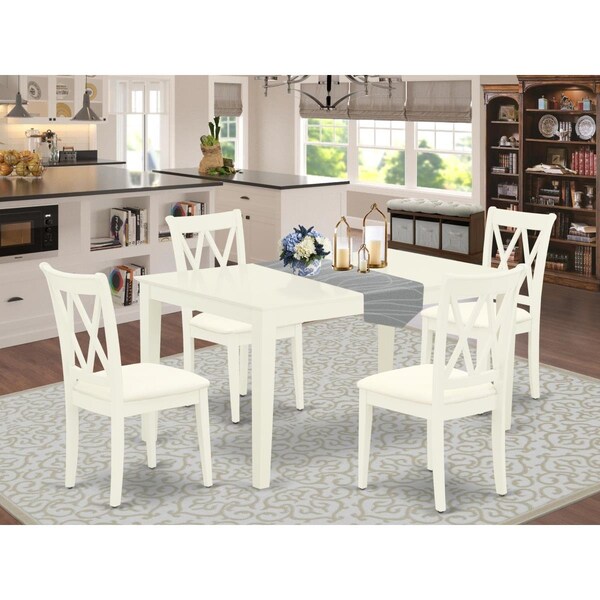 East West Furniture 5 Piece Capri Dining Set - Linen White - CACL5-LWH-C