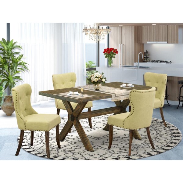 East West Furniture 5 Piece X-Style Dining Room Set - Distressed Jacobean - X776SI737-5