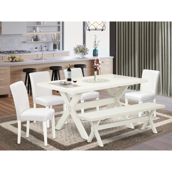 East West Furniture 6 Piece X-Style Stylish Dining Set - Linen White - X026AB264-6