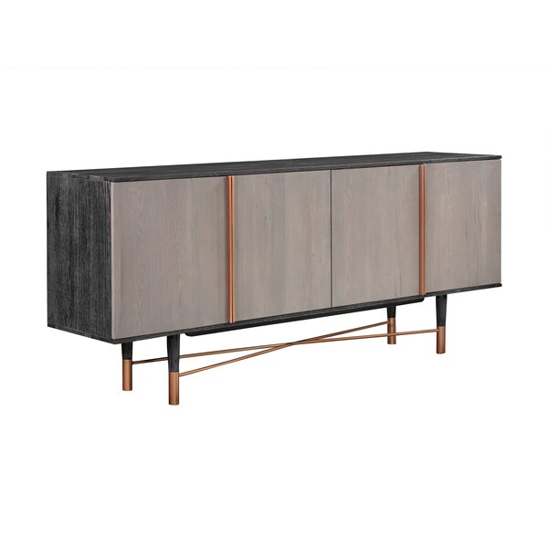 Armen Living Turin Rustic 2 piece set with Dining Table and Sideboard in Black Brushed - SETTNDIBL2A