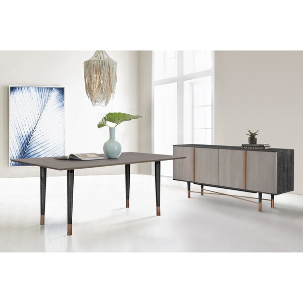 Armen Living Turin Rustic 2 piece set with Dining Table and Sideboard in Black Brushed - SETTNDIBL2A