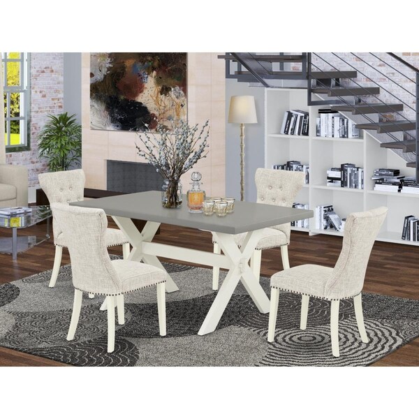 East West Furniture 5 Piece X-Style Dining Table Set - Linen White - X096GA235-5