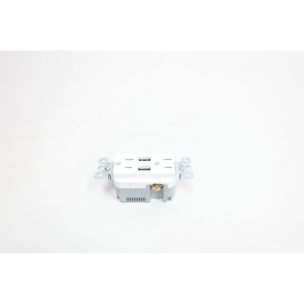 Legrand Tamper Resistant Decorator Duplex Outlet WUsb Charger 31A 15A Amp 125VAc Receptacle, TR5262USBW - TR5262USB-W