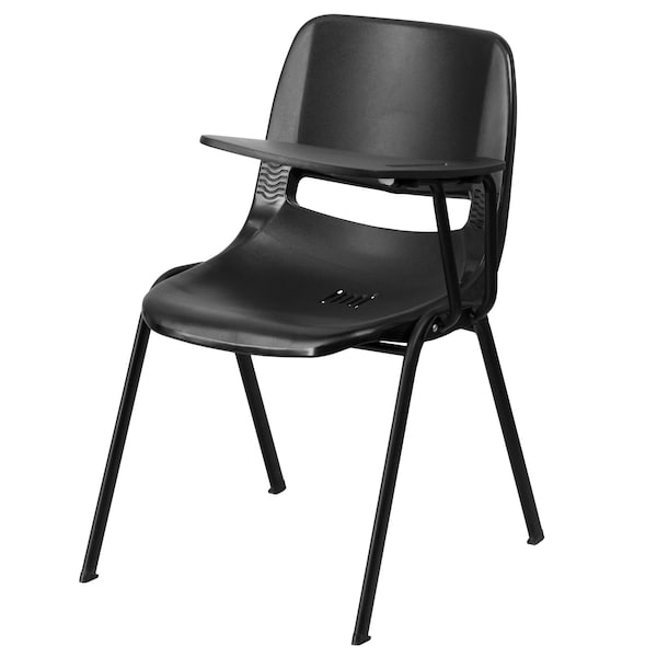 Flash Furniture Tablet Arm Chair, Left Hand Flip-Up, Blk, 21" W, 25.5" L, 32" H, Black - RUT-EO1-BK-LTAB-GG