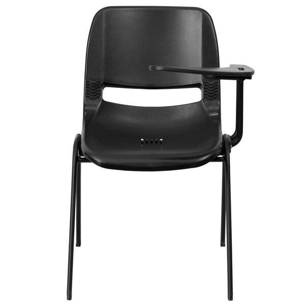 Flash Furniture Tablet Arm Chair, Left Hand Flip-Up, Blk, 21" W, 25.5" L, 32" H, Black - RUT-EO1-BK-LTAB-GG