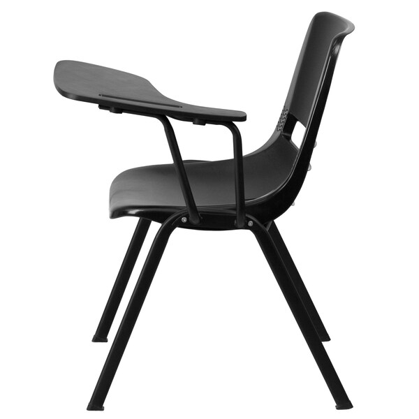 Flash Furniture Tablet Arm Chair, Left Hand Flip-Up, Blk, 21" W, 25.5" L, 32" H, Black - RUT-EO1-BK-LTAB-GG