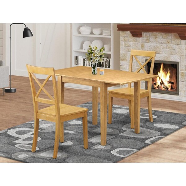 East West Furniture 3 Piece Norden Modern Dining Table Set - Oak - NDBO3-OAK-W