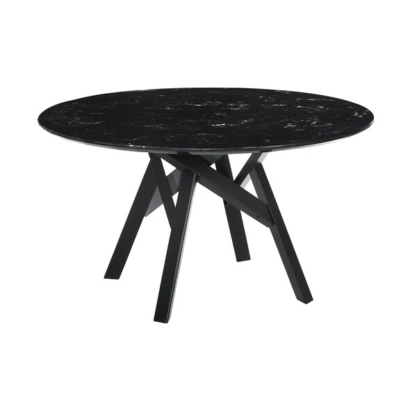 Armen Living Venus and Varde 5 Piece Black Marble Round Dining Set - SETVEDIBLK5A