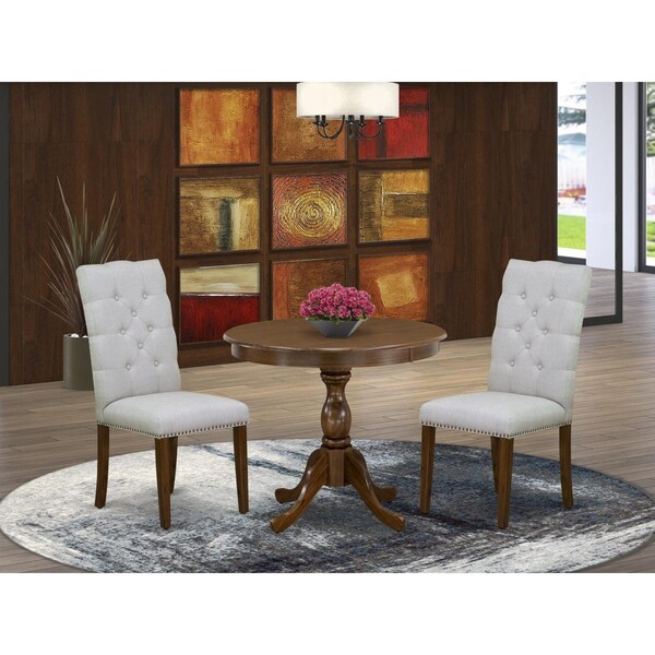 East West Furniture 3 Piece Antique Dinette Set - Acacia Walnut - AMEL3-AWA-05