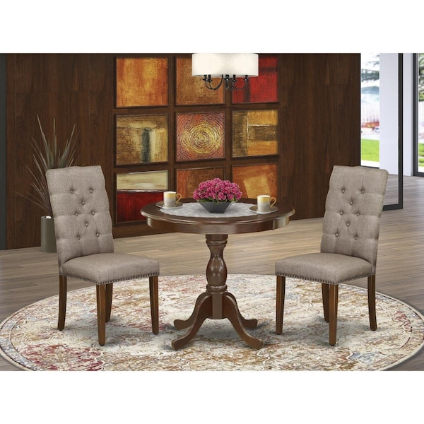 East West Furniture 3 Piece Antique Dining Table Set - Mahogany - AMEL3-MAH-16