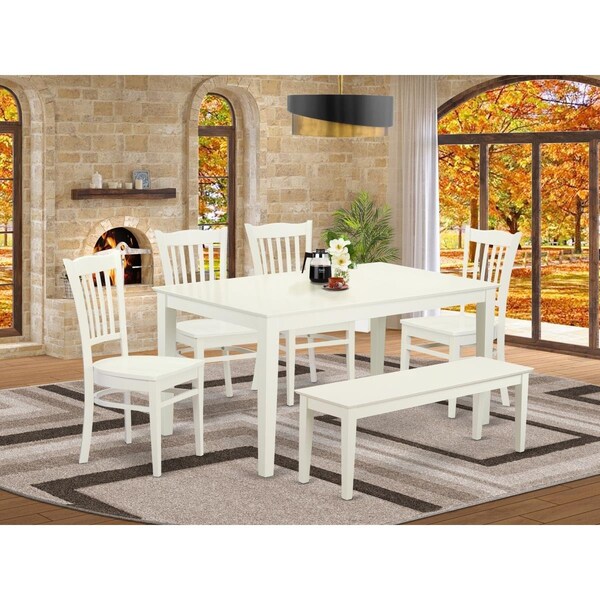 East West Furniture 6 Piece Capri Dining Room Set - Linen White - CAGR6-LWH-W