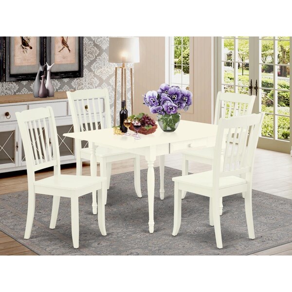 East West Furniture 5 Piece Monza Modern Dining Table Set - Linen White - MZDA5-LWH-W