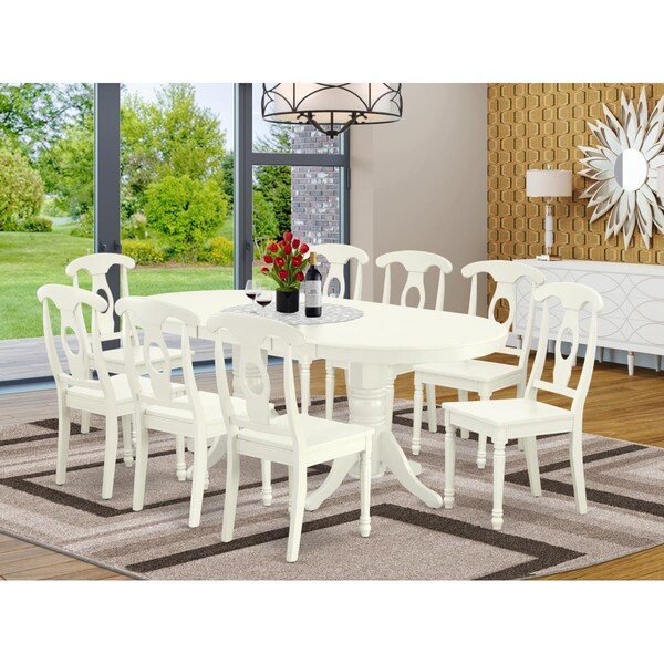 East West Furniture 9 Piece Vancouver Dining-room Set - Linen White - VAKE9-LWH-W
