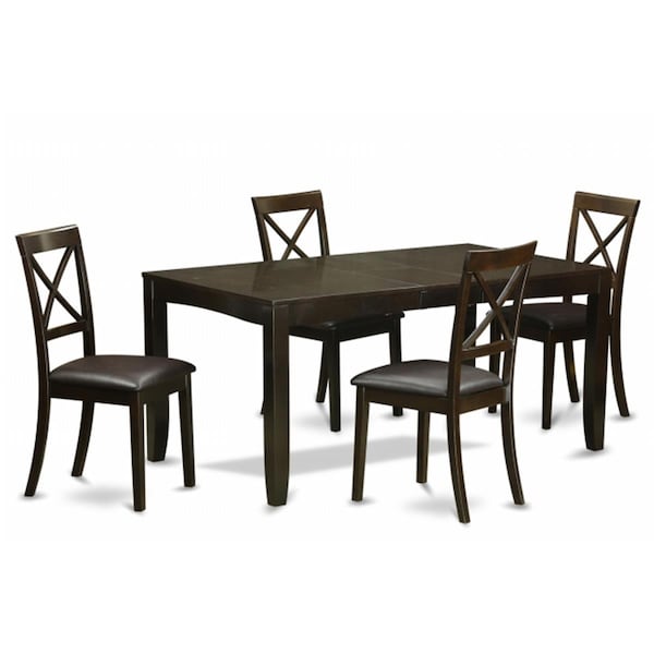East West Furniture 5 Piece Dining Table Set-Dining Room Table With Leaf and 4 Chairs For Dining Room - LYBO5-CAP-LC