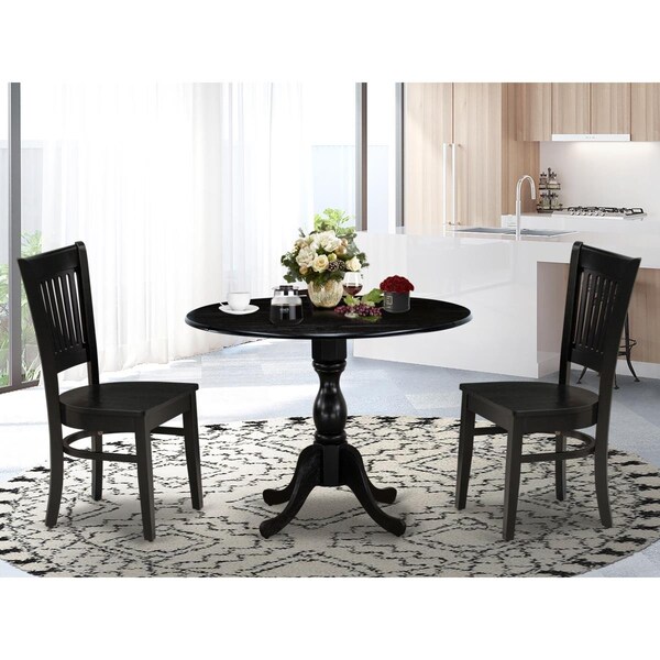 East West Furniture 3 Piece Dublin Kitchen Dining Set - Black - DMVA3-BLK-W