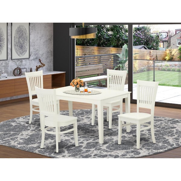 East West Furniture 5 Piece Capri Dinette Set - Linen White - CAVA5-LWH-W