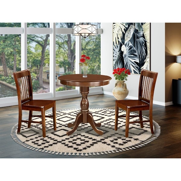 East West Furniture 3 Piece Eden Dining Room Table Set - Mahogany - ESNF3-MAH-W