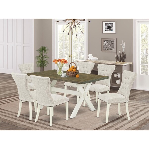 East West Furniture 7 Piece X-Style Kitchen Table Set - Doeskin - X076GA235-7