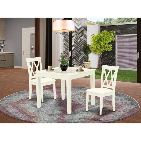 East West Furniture 3 Piece Oxford Dinette Set - Linen White - OXCL3-LWH-C