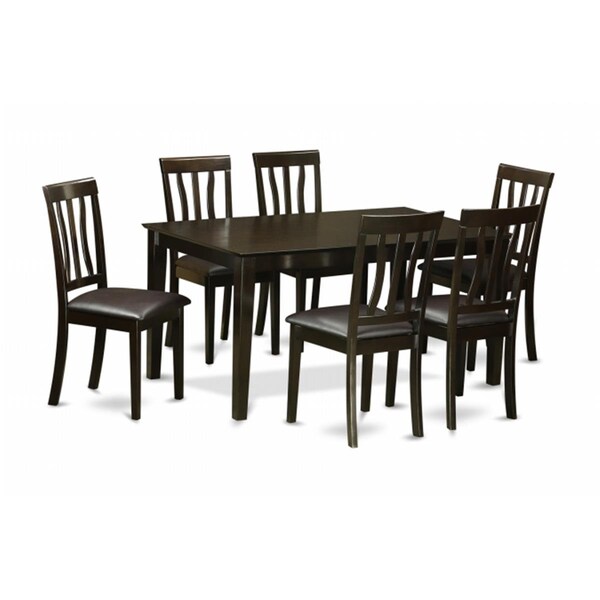 East West Furniture 7 Piece Dining Table Set For 6-Dining Room Table and 6 Dining Chairs - CAAN7-CAP-LC