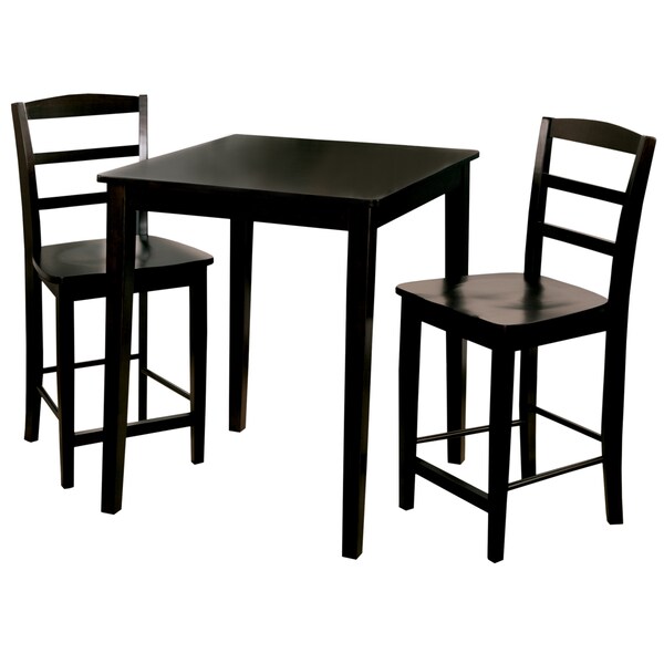 International Concepts Square 30X30 Gathering Height Table with 2 Madrid Stools, Black, 30 in W, 30 in L, 36 in H, Wood - K46-3030-S402-2