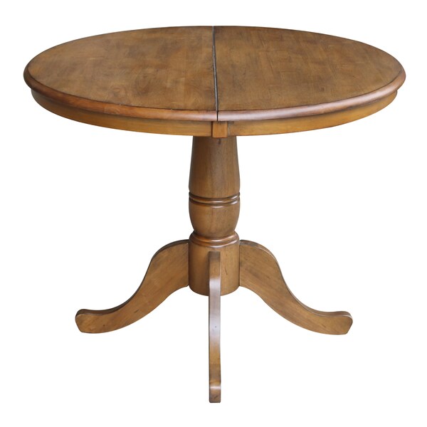 International Concepts Round 36 in Rd Top Pedestal Table, 12 in Leaf, 28.9 inH, Dining Height, Pecan, 36 in W, 48 in L - K59-36RXT