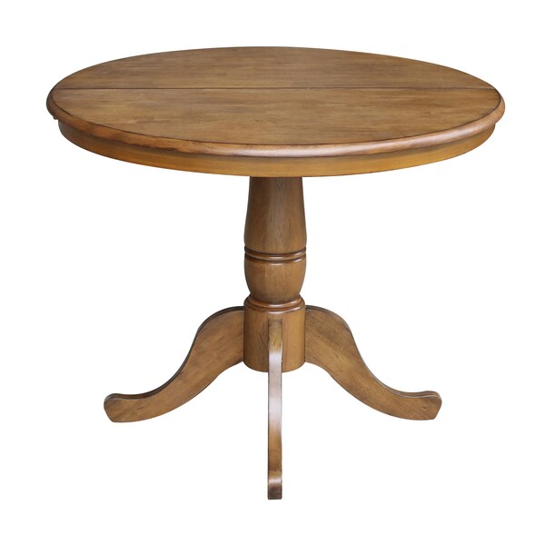 International Concepts Round 36 in Rd Top Pedestal Table, 12 in Leaf, 28.9 inH, Dining Height, Pecan, 36 in W, 48 in L - K59-36RXT