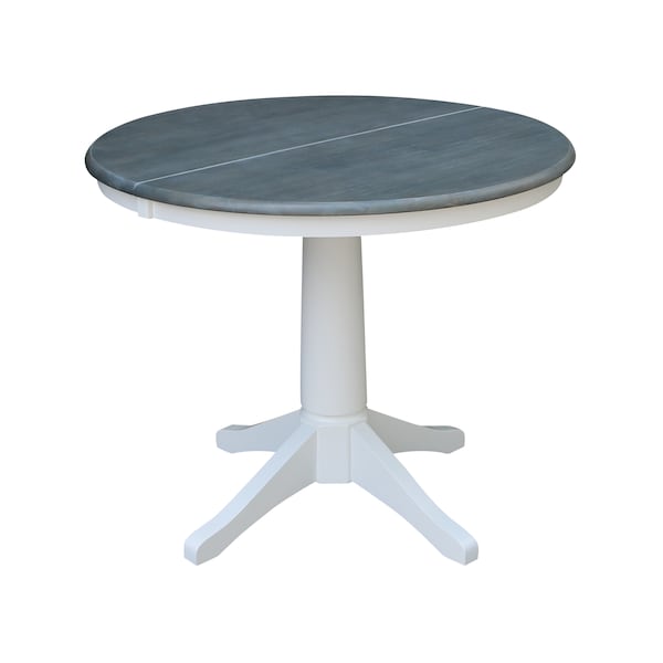 International Concepts Round 36 in Rd Extension Dining Table, 2 San Remo Chairs, White/Heather Gray, 36 in W, 48 in L, Wood - K05-36RXT-27B-C10-2