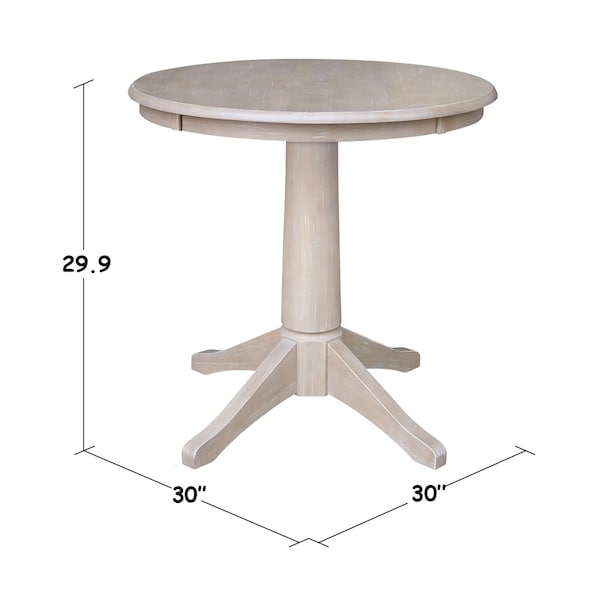 International Concepts Round 30 in Round Top Pedestal Table, 28.9 inH, Washed Gray Taupe, 30 in W, 30 in L, 29.9 in H - K09-30RT-27B