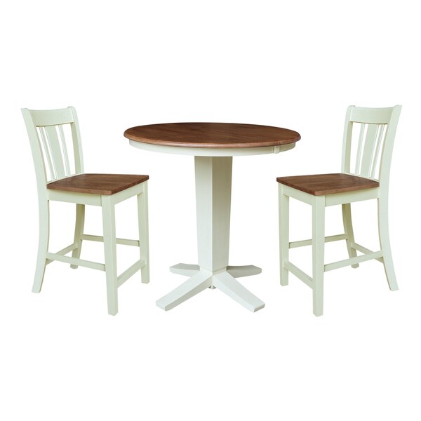 Whitewood Industries Rectangular Extension Dining Table W/ 2 Counter Height Stools, 36 in W, 36.1 in L, 48 in H, 3 - K79-36RXT-23-S102-2