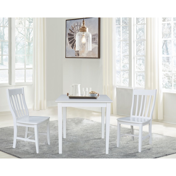 International Concepts Square 30 in x 30 in Dining Table with 2 Chairs, White, 30 in W, 30 in L, 30 in H, Wood, White - K08-3030-C61-2