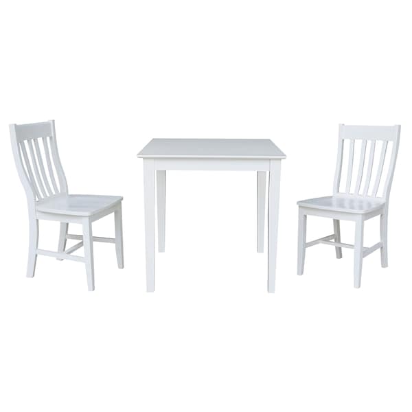 International Concepts Square 30 in x 30 in Dining Table with 2 Chairs, White, 30 in W, 30 in L, 30 in H, Wood, White - K08-3030-C61-2
