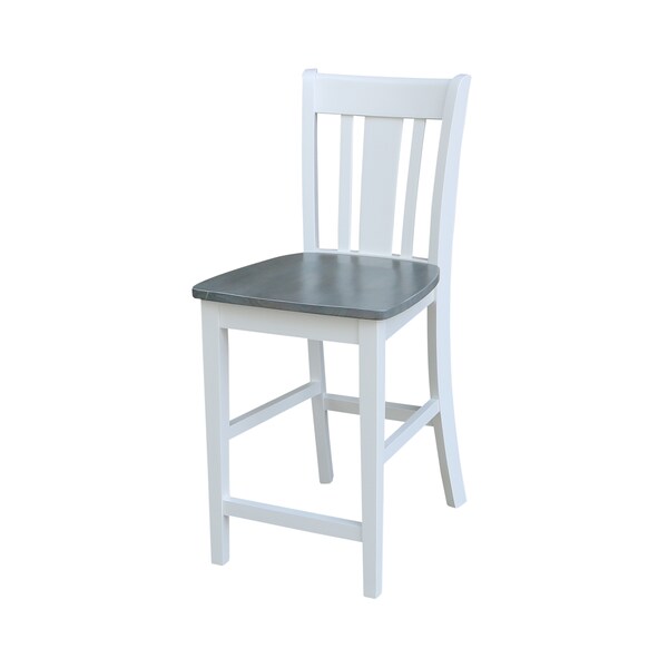 International Concepts Round 30 in Rd Ped Gathering Ht Table, 2 San Remo Stools, White/Heather Gray, 30 in W, 30 in L, Wood - K05-30RT-6B-S102-2