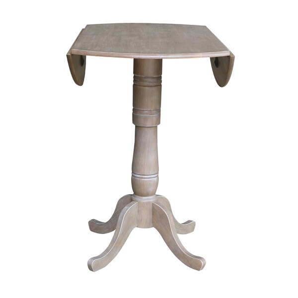 International Concepts Round 42 in Round Dual Drop Leaf Pedestal Table, 41.5 inH, Washed Gray Taupe, 42 in W, 42 in L - K09-42DPT-6B-2