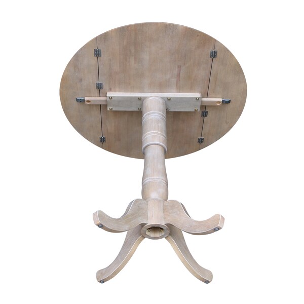 International Concepts Round 42 in Round Dual Drop Leaf Pedestal Table, 41.5 inH, Washed Gray Taupe, 42 in W, 42 in L - K09-42DPT-6B-2