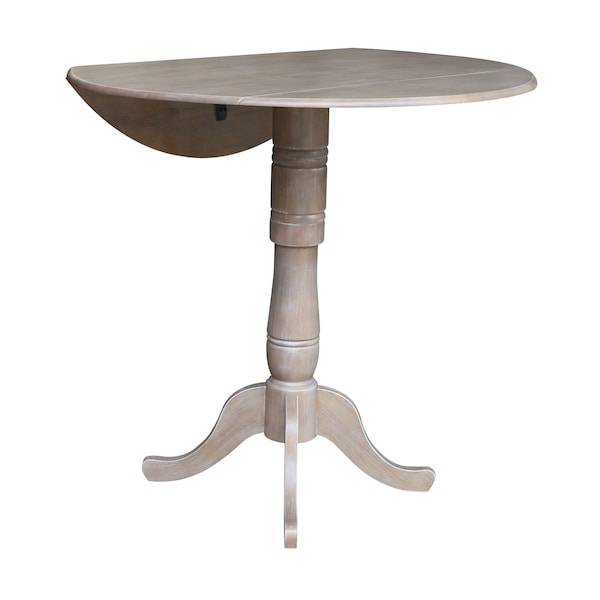 International Concepts Round 42 in Round Dual Drop Leaf Pedestal Table, 41.5 inH, Washed Gray Taupe, 42 in W, 42 in L - K09-42DPT-6B-2