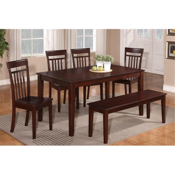 East West Furniture 7 Piece Dining Table Set For 6- Dining Room Table and 6 Dining Chairs - CAP7S-MAH-W