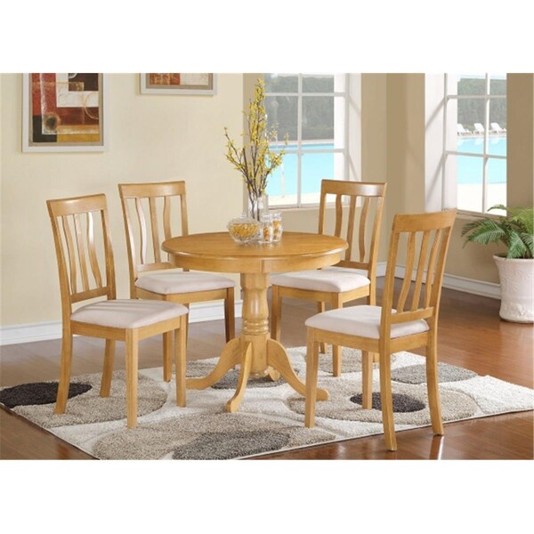 East West Furniture 5 Piece Kitchen Nook Dining Set-Small Kitchen Table and 4 Dining Chairs - ANTI5-OAK-C
