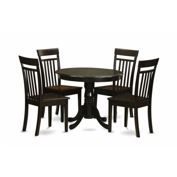 East West Furniture 5 Piece Kitchen Table Set-Kitchen Table and 4 Kitchen Dining Chairs - ANCA5-CAP-W