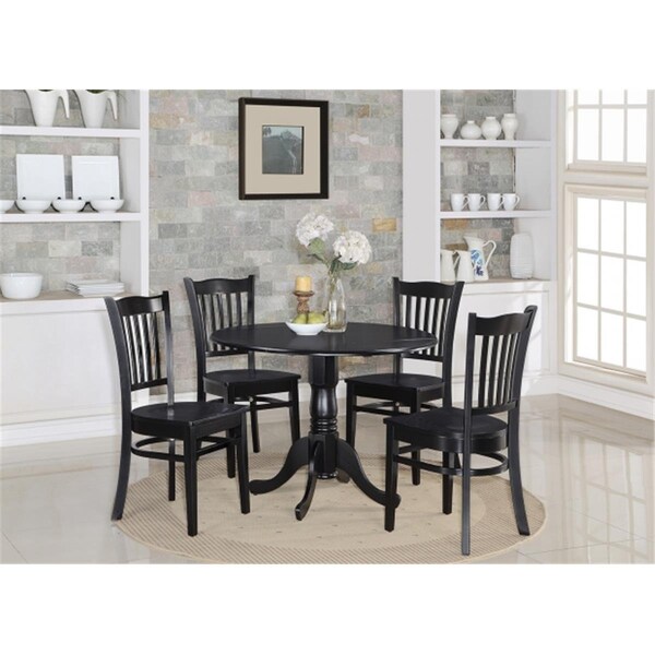 East West Furniture 5 Piece Kitchen Table Set-Table and 4 Kitchen Chairs - DLGR5-BLK-W