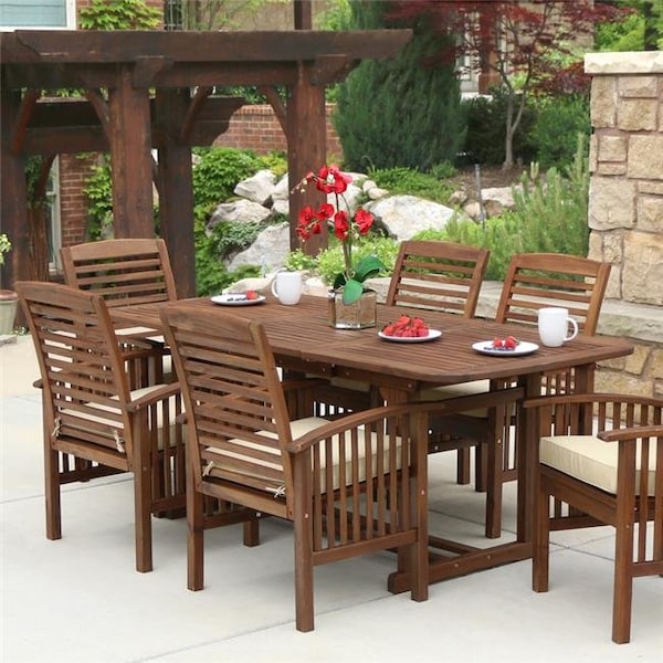 Walker Edison Furniture Walker Edison Furniture OW7SDB 7 Piece Sundowner Dining Set; Dark Brown - 8 x 30 x 45 in. - OW7SDB