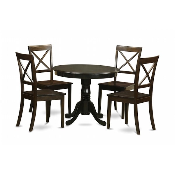 East West Furniture 5 Piece Kitchen Nook Dining Set-Kitchen Table and 4 Chairs - HLBO5-CAP-W