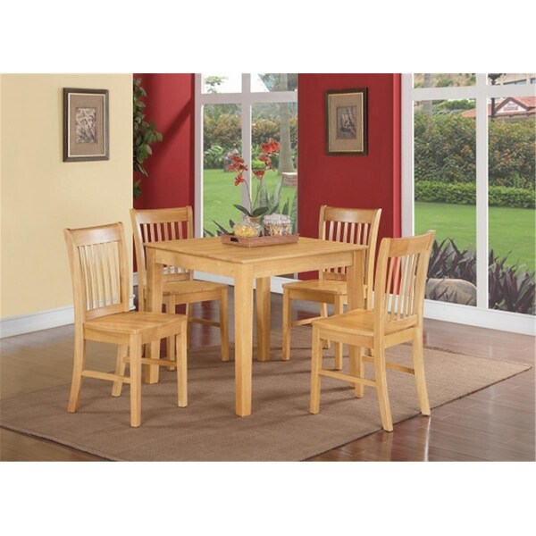 East West Furniture 3 Piece Small Kitchen Table Set- Square Kitchen Table and 2 Dinette Chairs - OXNO3-OAK-W