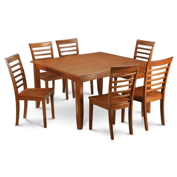 East West Furniture 9 Piece Formal Dining Room Set-Kitchen Table With Leaf and 8 Dinette Chairs - PFML9-SBR-W