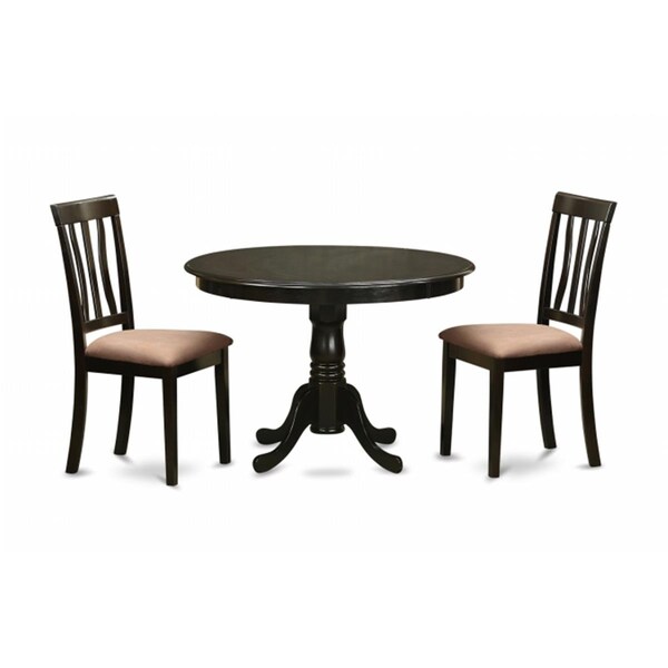 East West Furniture 3 Piece Kitchen Nook Dining Set-Round Kitchen Table and 2 Slatted Back Kitchen Chairs - HLAN3-CAP-C