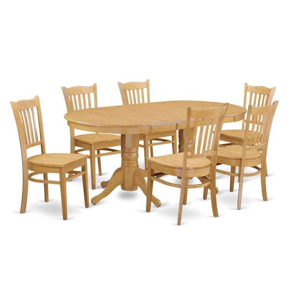 East West Furniture Dining Kitchen Dinette Table & 6 Chairs, Oak - VAGR7-OAK-W
