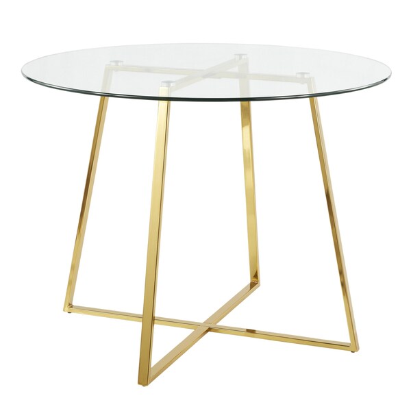 Lumisource Cosmo Dining Table in Gold Metal and Clear Tempered Glass - DT-COSMO2 AUGL