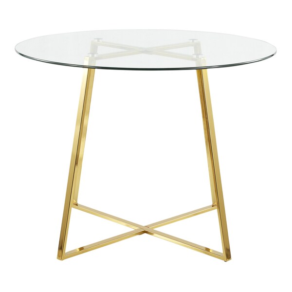 Lumisource Cosmo Dining Table in Gold Metal and Clear Tempered Glass - DT-COSMO2 AUGL