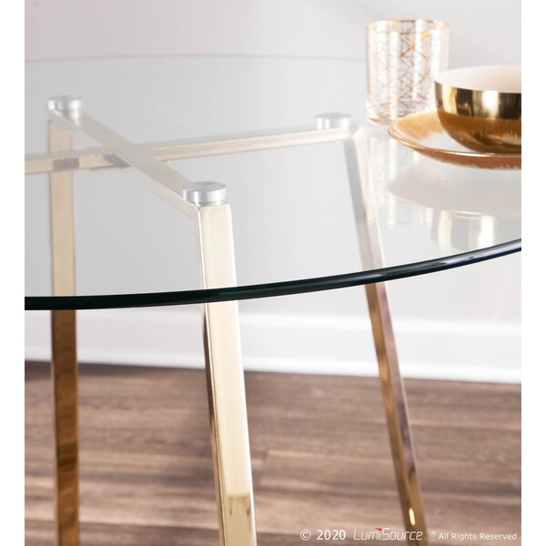 Lumisource Cosmo Dining Table in Gold Metal and Clear Tempered Glass - DT-COSMO2 AUGL