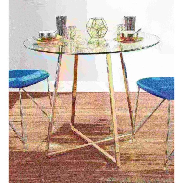 Lumisource Cosmo Dining Table in Gold Metal and Clear Tempered Glass - DT-COSMO2 AUGL